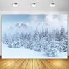 Sfondo Natalizio Wonderland Invernale Foresta Albero di Natale Neve Fiocchi di Neve Sfondo Fotografico Studio Fotografico Banner Photozone