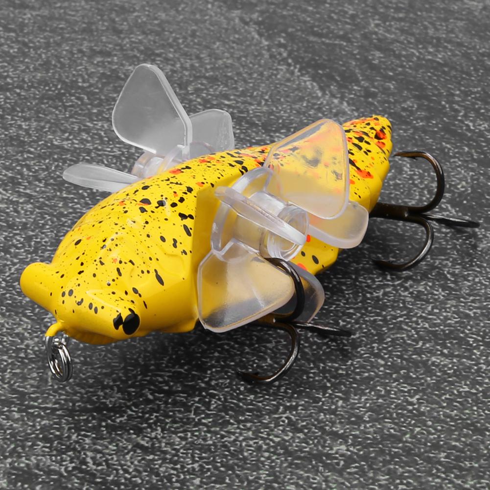 Hard Fish Lure Bionic Cicada Shape Fishing Bait with Rotating Spins Propeller Treble Hook 7.5cmY238 8