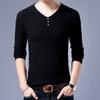 New V-neck Men's Sweater Korean Style Men's Sweater Button Bark Men's Sweater Slim Base Shirt Top