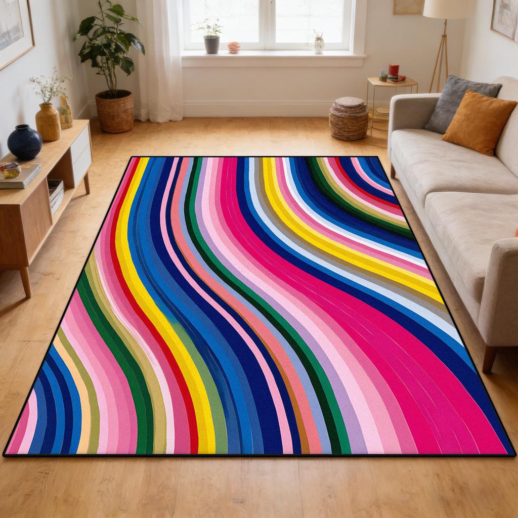 Dopamine Color Abstract Style Living Room Carpet Decoration Home Sofa Area Soft Rug Children Bedroom Non-slip Crawling Mat Floor