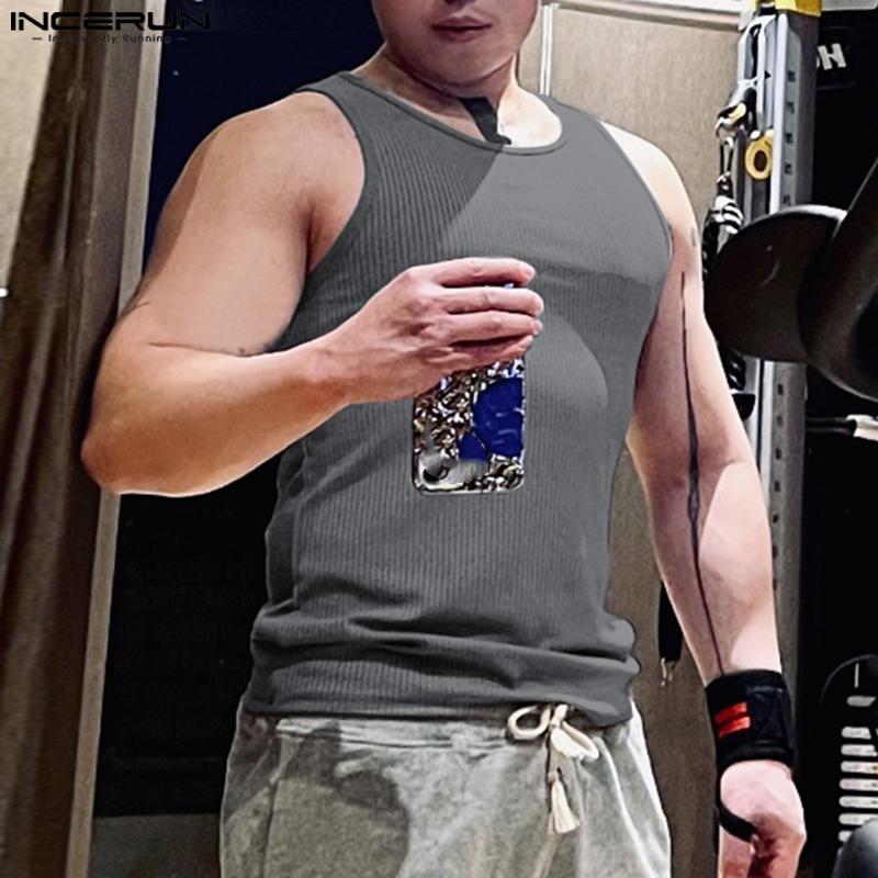 INCERUN Summer Men Sleeveless Solid Color Tank Tops