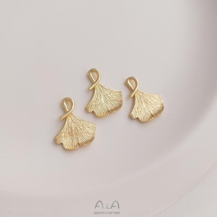 14K Gold Plated Ginkgo Leaf Charm Pendant for DIY Jewelry: Bracelets, Necklaces, Earrings