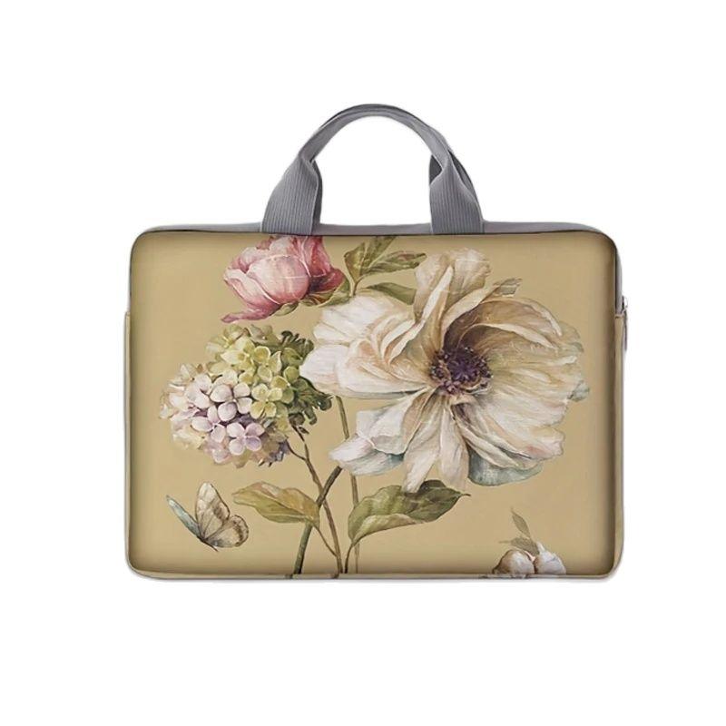 1-Piece Set, Flower Patterned Laptop Bag, Briefcase, Suitable for 14 Inch Laptops, Fixed Laptop Bag
