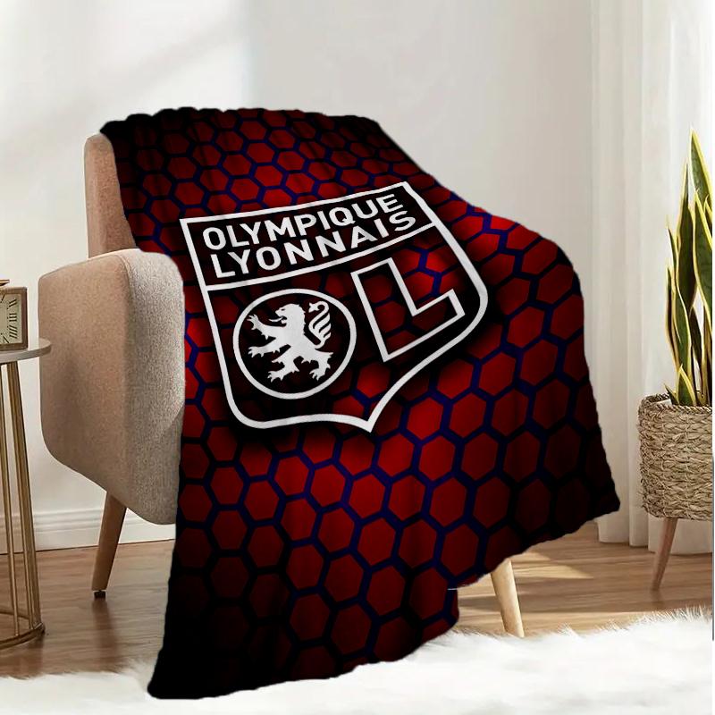 Lyonnais Football Crest Blanket Lightweight Ideal Bedding Blanket Perfect for Travel, Camping, Living Rooms, Offices, Sofas, Fan Christmas Gift