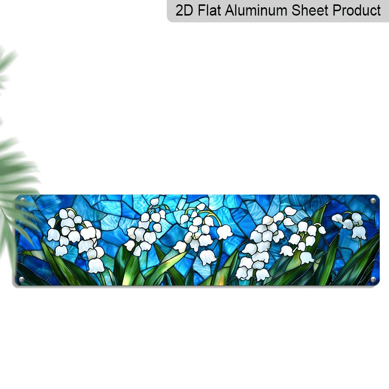 

2D Flat, Classic Barn Rose Stained Glass Aluminum Decorative Sign Plant Theme Wall Hanging Romantic Style Wall Decoration, Suitable for Living Room 40cm x 10cm