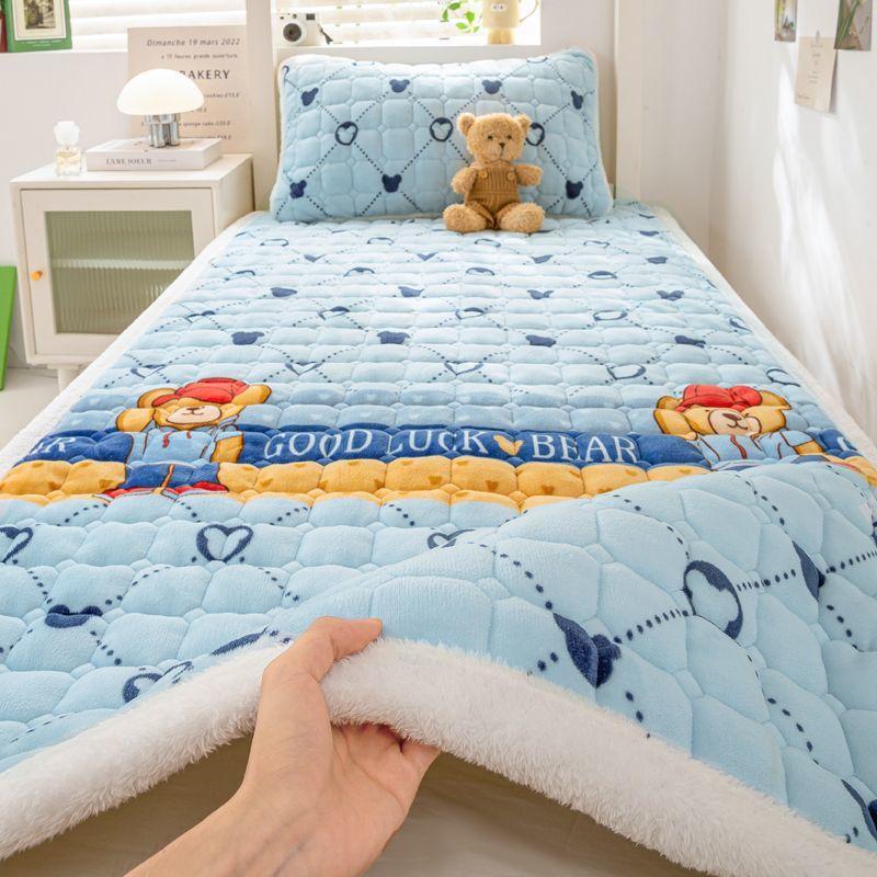 Autumn and winter milk velvet mattress cushion plus velvet mattress pad mattress pad household coral velvet thick warm1pcs