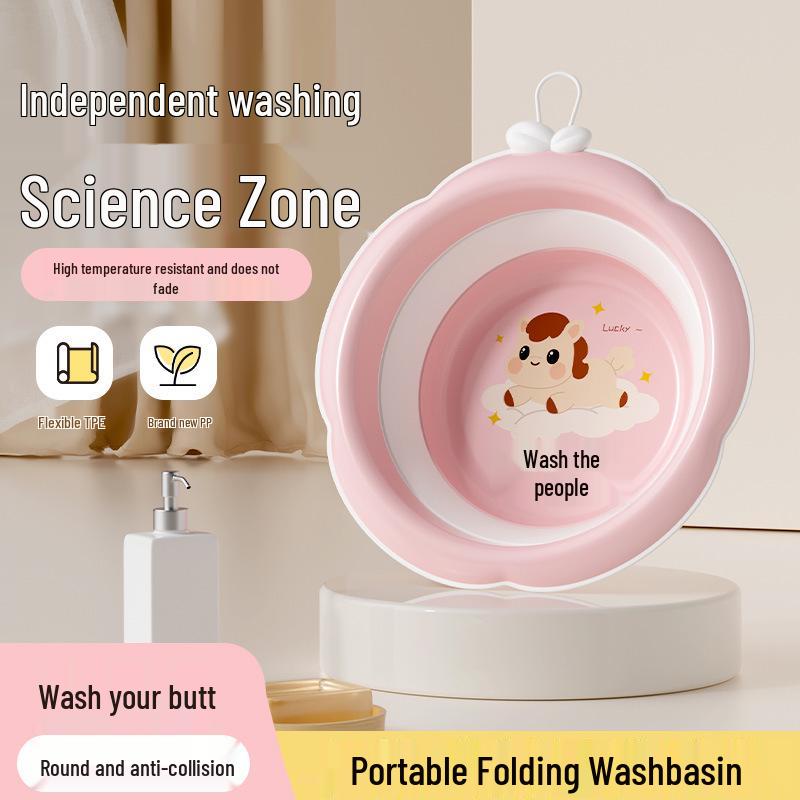 Newborn Portable Foldable Baby Washbasin - Thickened Plastic Infant Basin