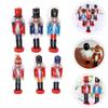 6 Pcs Nutcracker Soldier Christmas Wooden Nutcracker Soldier Tall Christmas Ornaments Figures Puppet Toy Christmas Tree Hanging Decorations Decor Gift