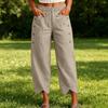 Women's Casual Button Detail Tulip Hem Cropped Pants Elastic Waistband Lightweight Loose Fit Casual Trousers