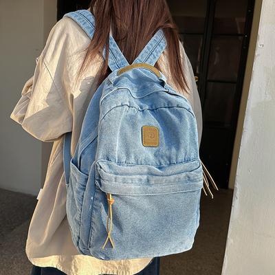 Children's Schoolbags Elementary School Students Junior High School Girls High School Students Denim Backpacks