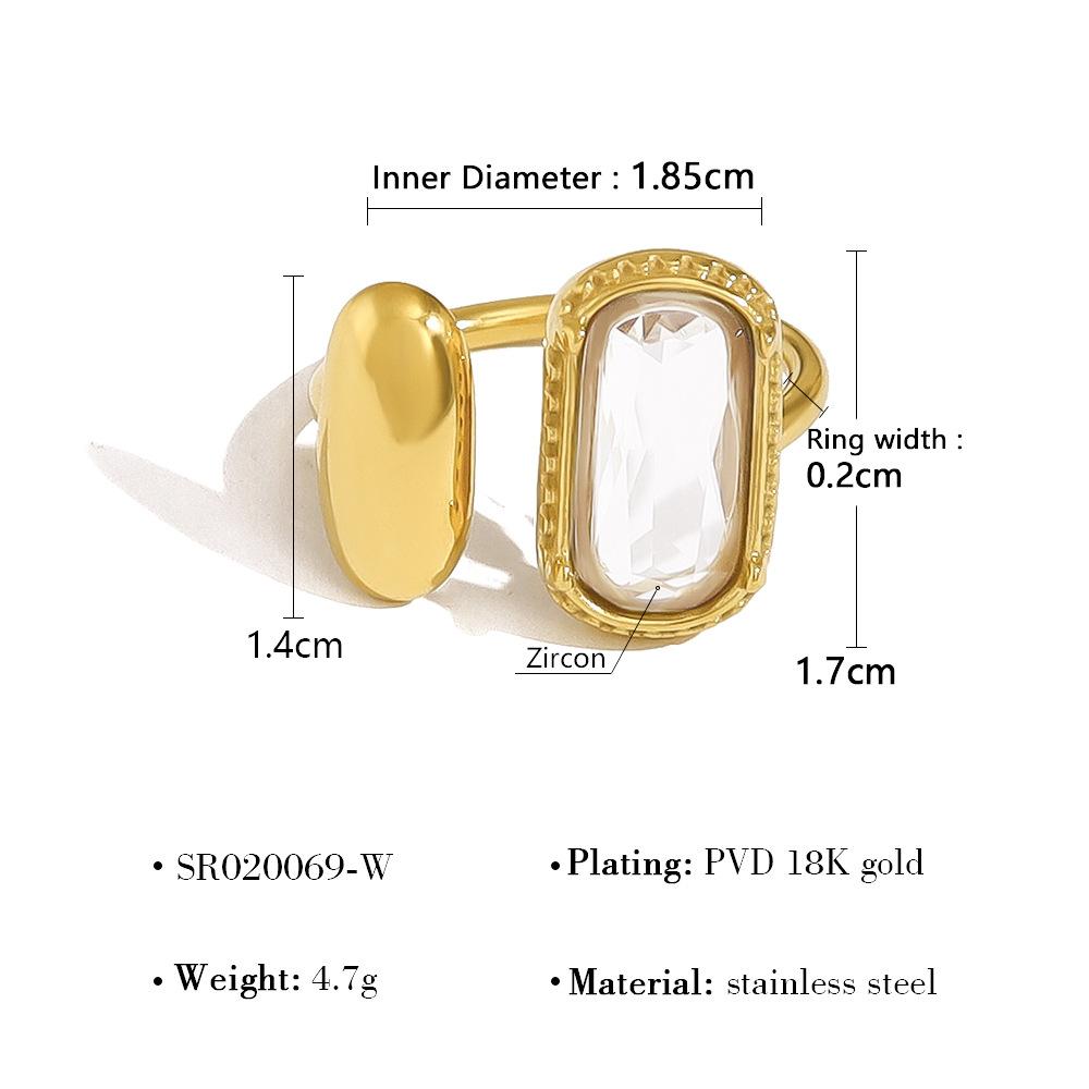 Square Inlaid Zircon Open Ring Women's Fashion Light Luxury High-end Jewelry Gift