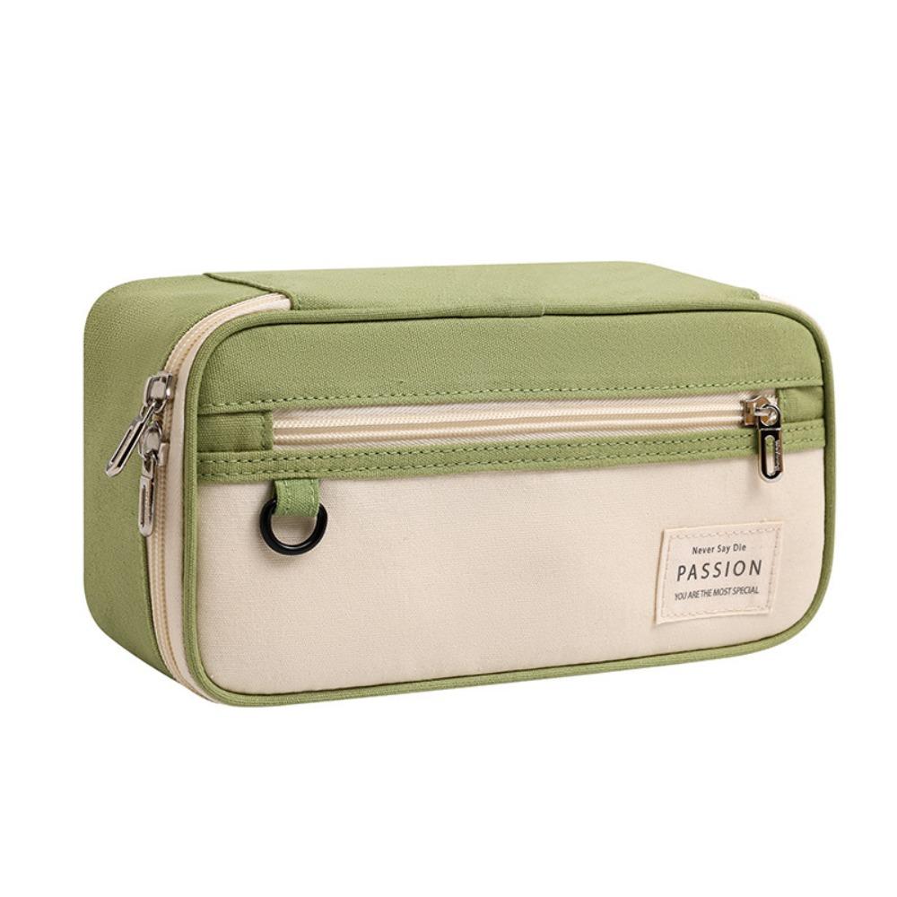 Simple Design Pen Bag Large Capacity Double-Layer Stationery Box Durable Flap School Bag Student Use School Supplies