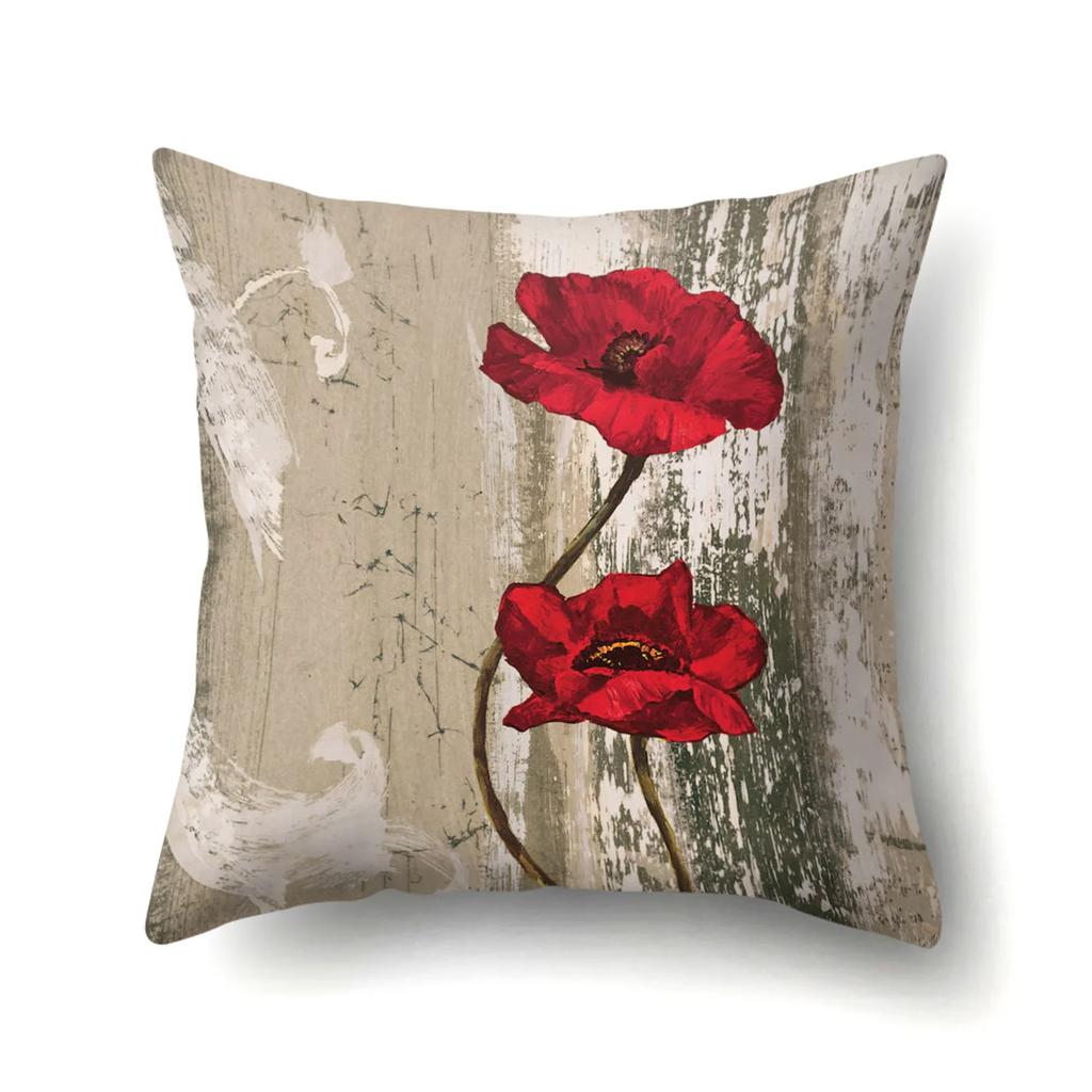 Home Decoration Living Room Sofa Pillowcase Garden  Oil Painting  Cushion Cover Polyester Pillow 45x45cm
