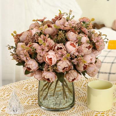 Artificial Peonies Flower Mixed Faux Peony Flower Stem Real Touch Fake Silk Bouquet for Floral Arrangements Dining Table Wedding Party Centerpiece