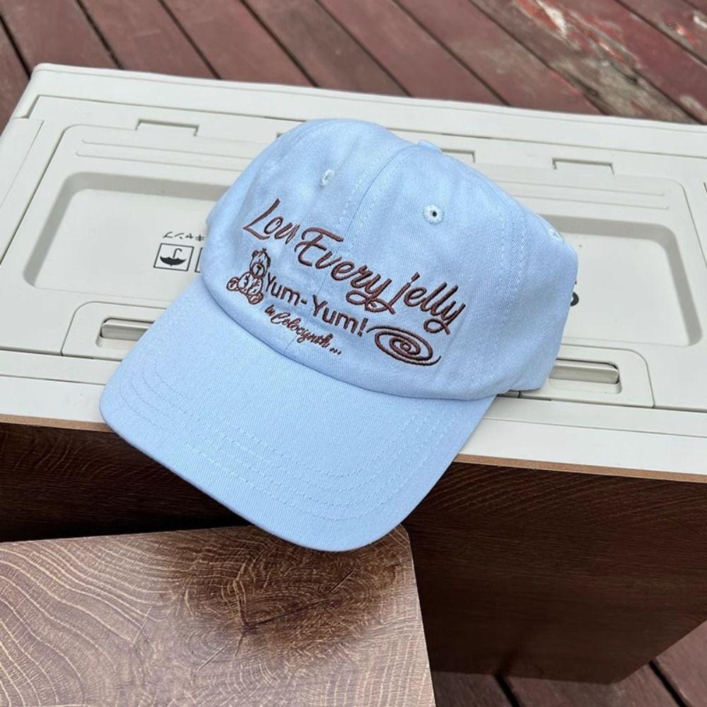Korean Style Teenagers Baseball Cap Adjustable Duck Tongue Hat Bear Embroidery Baseball Hat  Women