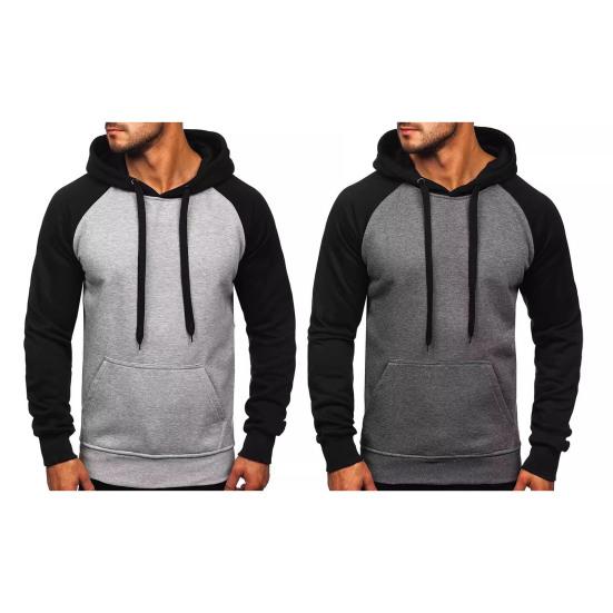 Herre Raglanermet Hettegenser Casual Pullover Hettegenser Atletisk Hettegenser med Kengurulomme Snøring for Gym Streetwear