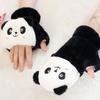 Winter Warme Handschuhe Flauschige Tier-Fäustlinge Plüsch-Panda Halbfingerhandschuhe mit Klappdeckel Warme Handschuhe für Kaltes Wetter