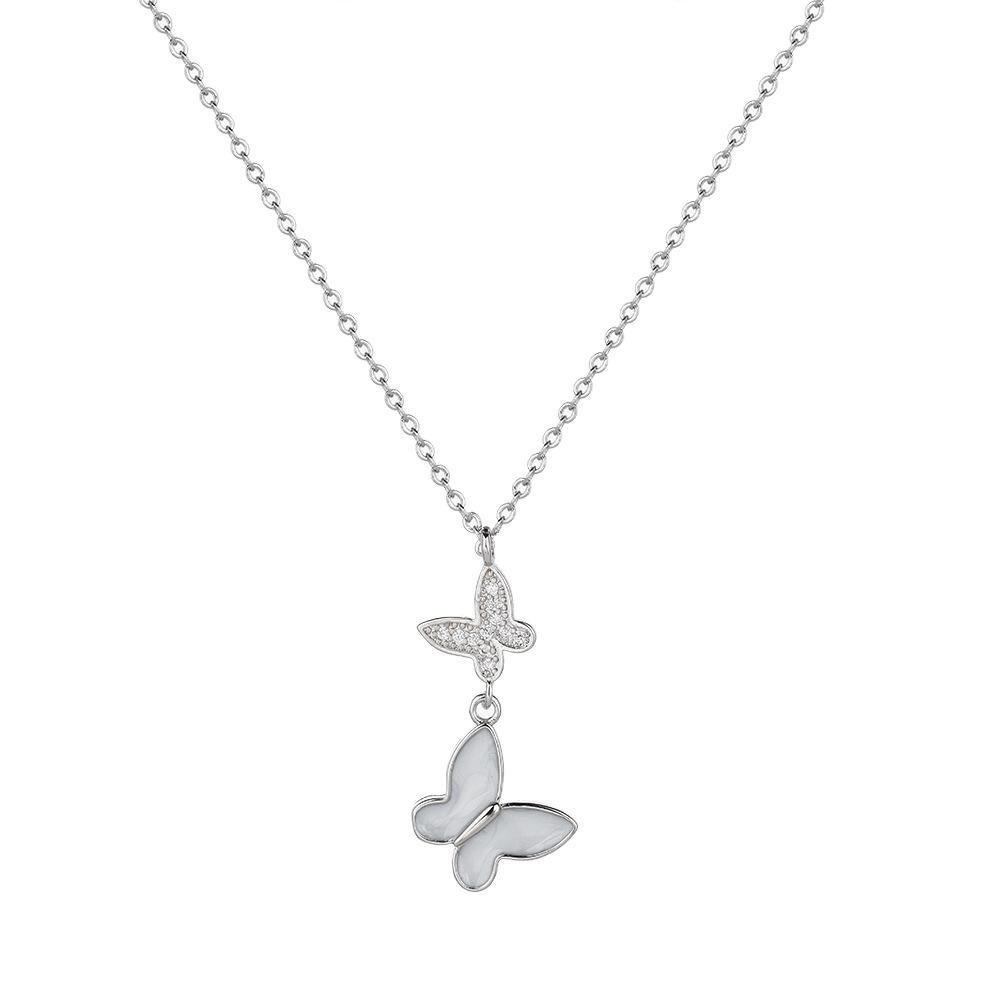 French elegant Seiko small fragrant fritillary double butterfly necklace design versatile small fresh collarbone chain