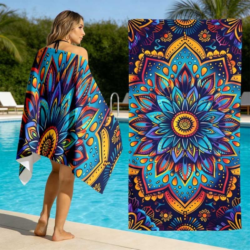 Tropical Palm Tree Gradient Sunset Reflection Silhouette Print Microfiber Quick Dry Beach Towel Hawaiian Sunset Beach Bath Towel