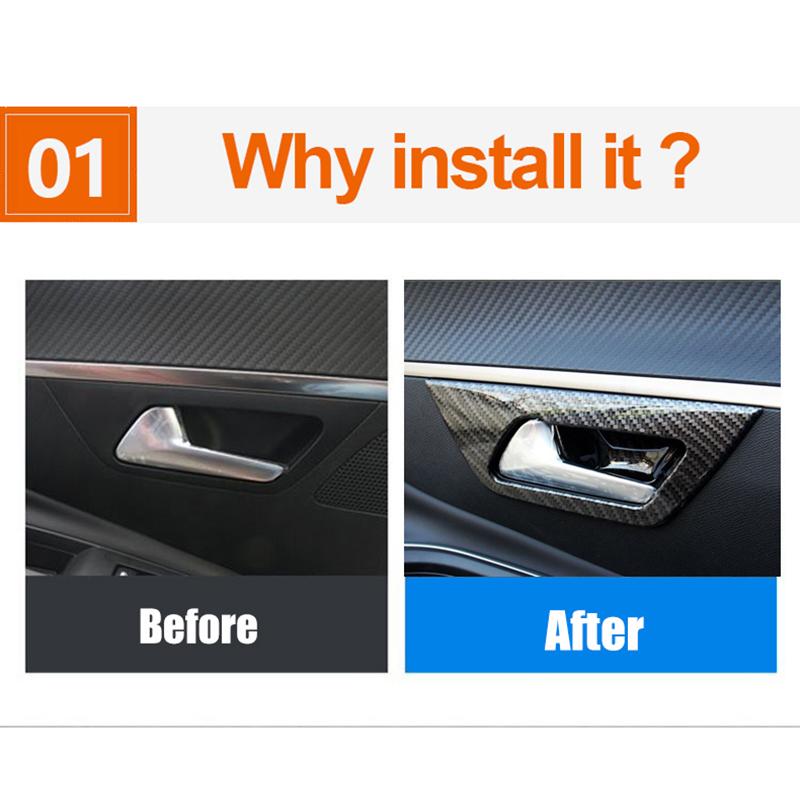 For Peugeot 3008 5008 GT Hybrid 2016-  ABS Car Styling Inner Door Handle Bowl Cover Trim Stickers Interior Accessories