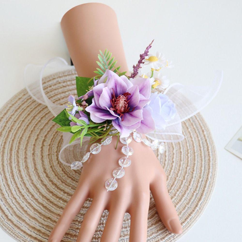 Artificial Flower Bridal Corsage Magnolia Wrist Corsage  Wedding Accessories
