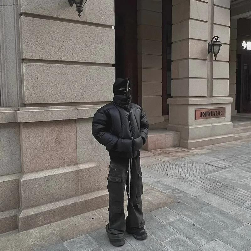 Herren Vintage Amerikanische Kurze Stehkragen Baumwolljacke - Trendige High-End Schwarze Herbst/Winter Jacke