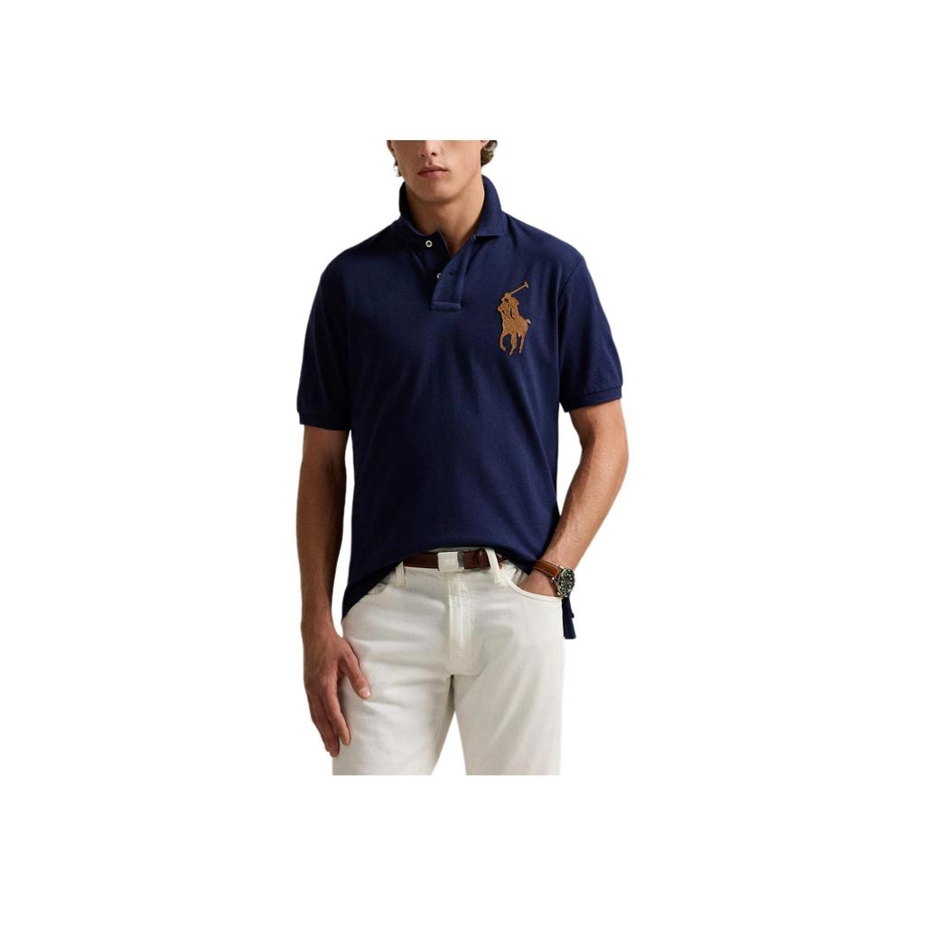 Polo Ralph Lauren Classic Fit Solid Color Pony Logo Short Sleeve Polo Shirt Men tops Navy-Blue 710958776-001