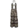 European and American Women Clothes 2024 Summer New Sexy Leopard Print Backless Lace Lace Up Hanging Neck Dress