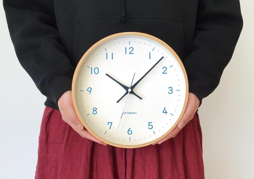 KATOMOKU Plywood Clock 22 Light Blue Wall Clock Continuous Second Hand Diameter Radio km-121LBRCS 25.2cm (SKP Clock)