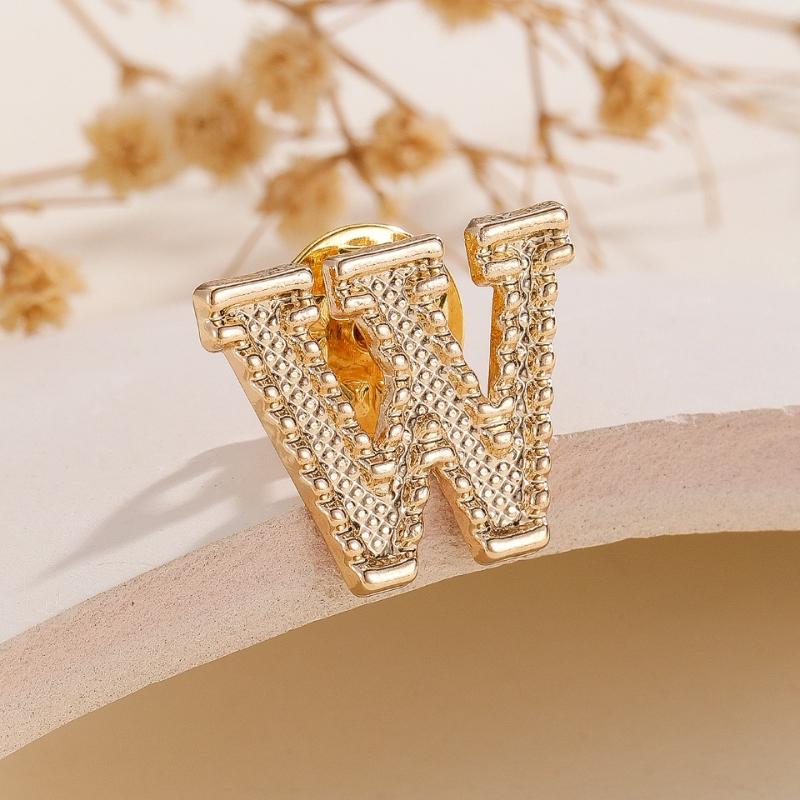 2Pcs New Metal Initial A To Z 26 Letters Pin Suit Shirt Collar Lapel Brooch Pin Badge Fashion Jewelry For Men Women Accessories
