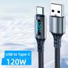 Ultra-Super Fast Charge Cable-6A 120W USB A To Type C Nylon Data Cord with Led Digital Display Cable