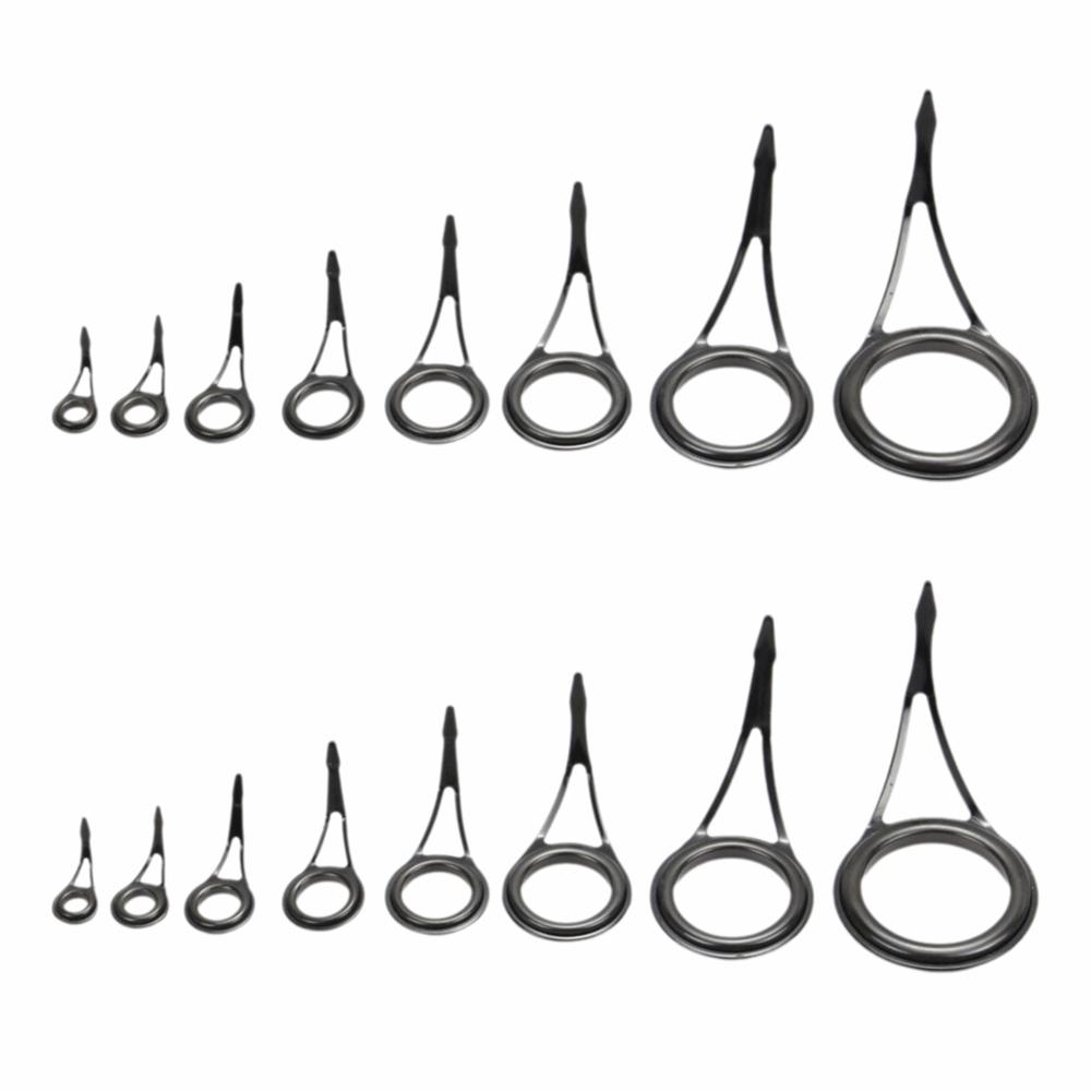 16PCS 8 Size Fishing Rod Guides Sets Stainless Steel Spinning Rod Guides  Replacement Guide