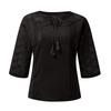 Womens Spring Tops Lace Patchwork 34 Sleeve Summer Shirts for Women Casual Loose Womens Summer Shirts Blouse