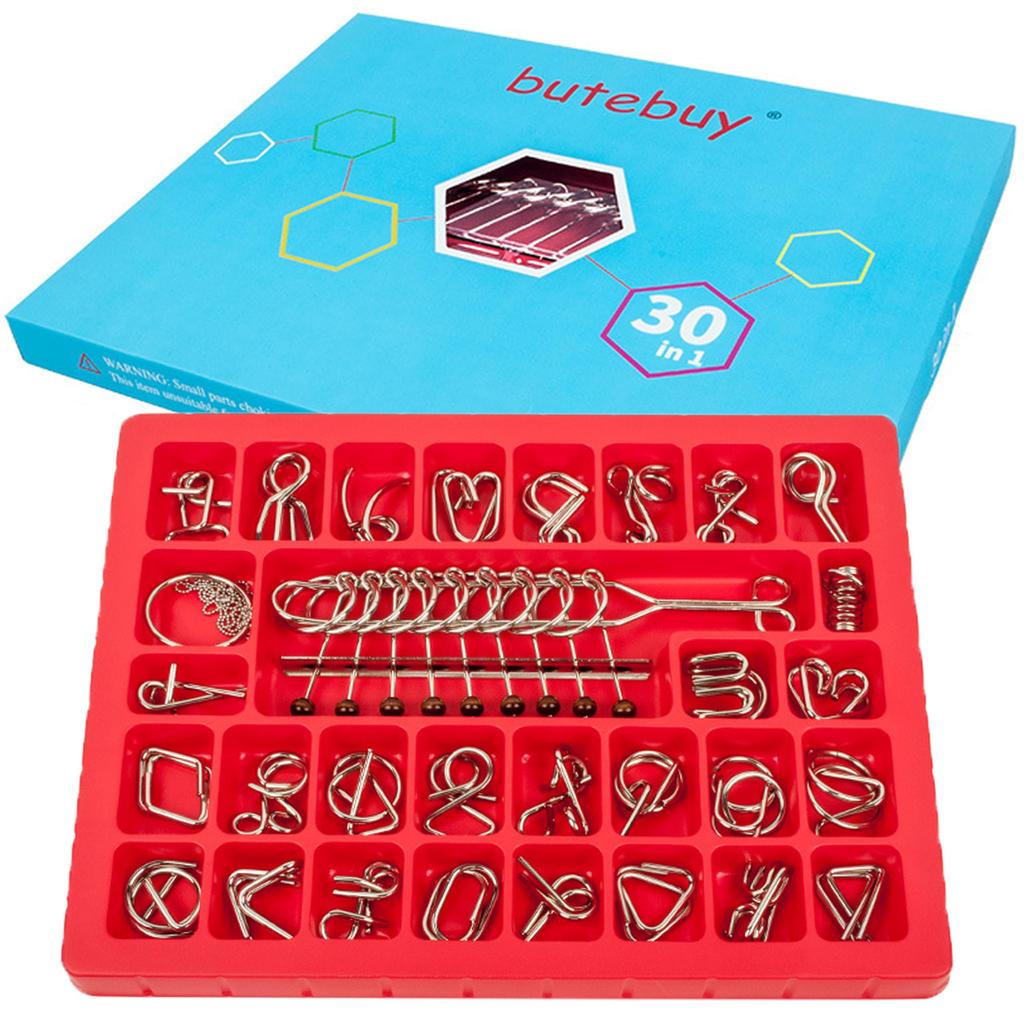 Akindou Brain Teaser Brain Dementia Brain with Illustrated Hints Teaser Ring Set Rings, 30-Piece Set, Exercise, Prevention, Training, (Brain Only)