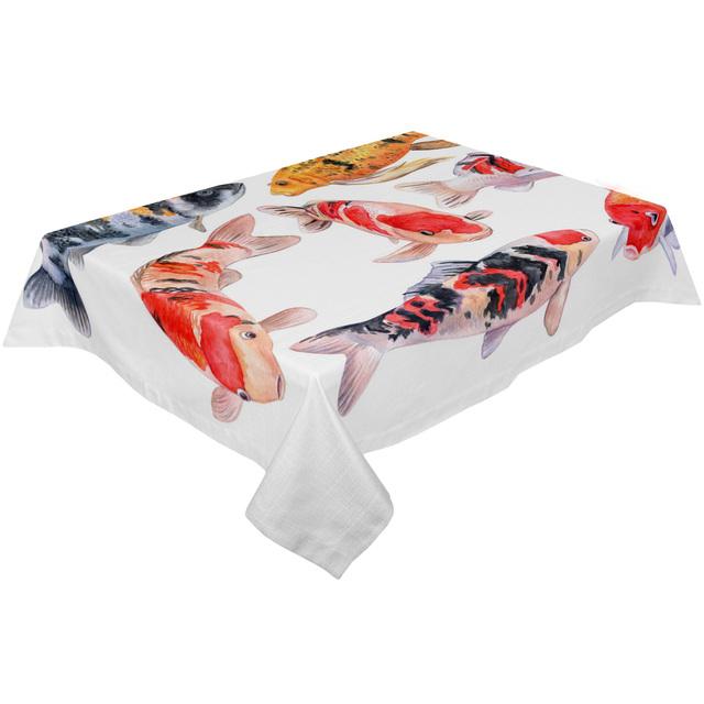 

Водонепроницаемая скатерть для обеденного стола в японском стиле с изображением карпа и вишни, свадебная вечеринка, прямоугольная скатерть для домашнего декора кухни 4pcs 33x48 Table mat