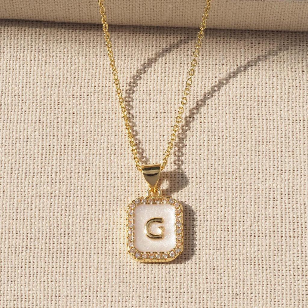 Trendy Gold-Plated A-Z Initial Pendant Necklace with Enamel Finish