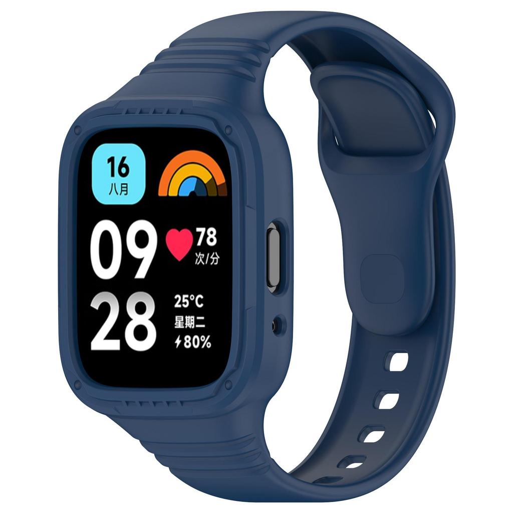Silicone Strap with Case for Redmi Watch 3 / Redmi Watch 3 Active Strap Replacement Bracelet Protective Shell Cover