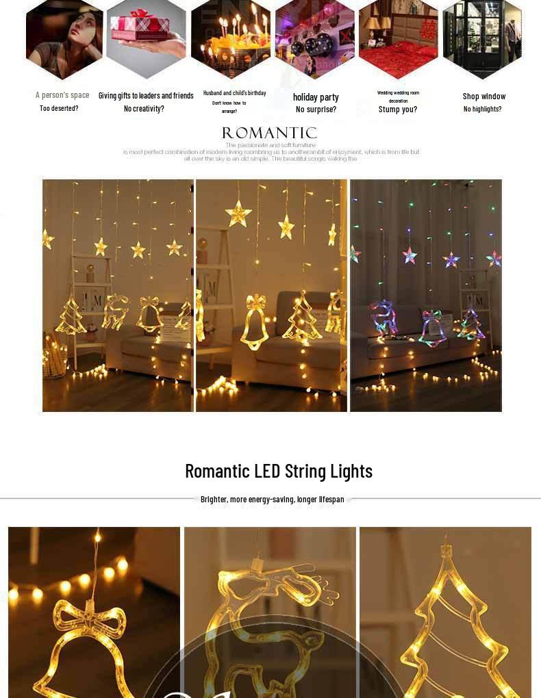 Solar LED Star Curtain Lights for Windows and Courtyard Decor