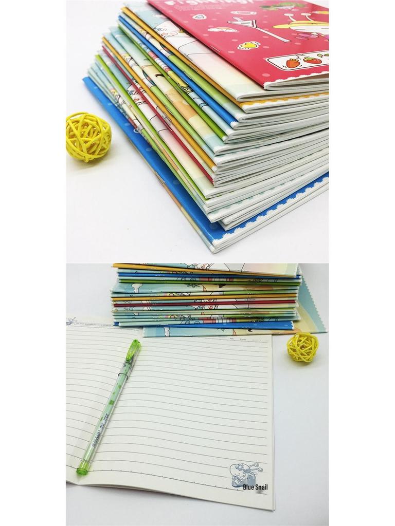 Blue Snail A5 Notebook: Cartoon Design, Wide Ruled, Ideal for Primary Students' English & Math Practice