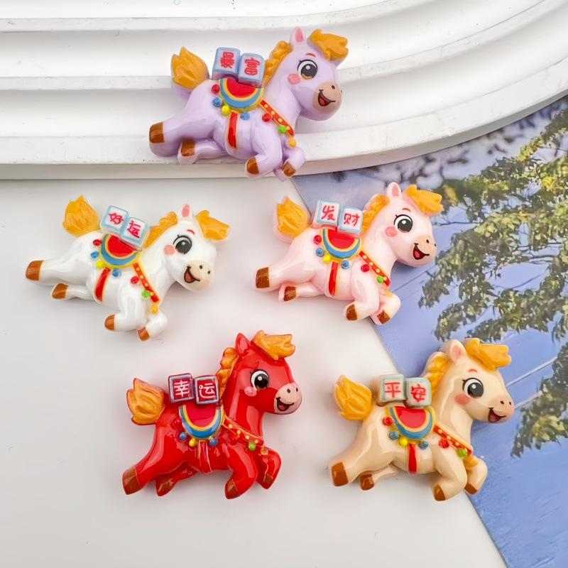10Pcs Cartoon Diy Resin Accessories Cabochon Flatback Cute Cartoon Pony Embellishments For Diy Jewelry Making Decoration