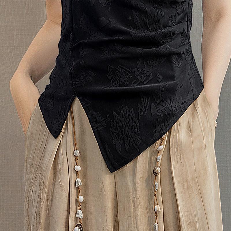 Women's Retro Chinese Style Jacquard Stand Collar T-Shirt