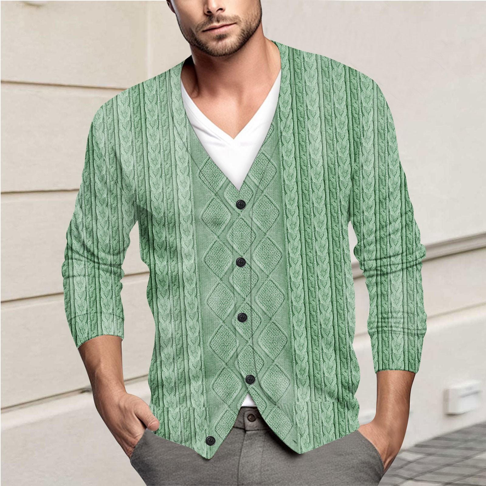 

Мужская повседневная однобортная модная куртка-кардиган с длинными рукавами на пуговицах M зелёный