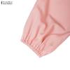 ZANZEA Women Casual Round Neck Loose Long Sleeve Muslim Dress