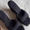 Fashion 2025 Slip Belt Wedge Heels Women's Niche Fashion Versatile Bread Plush Fleece Square Toe Slippers