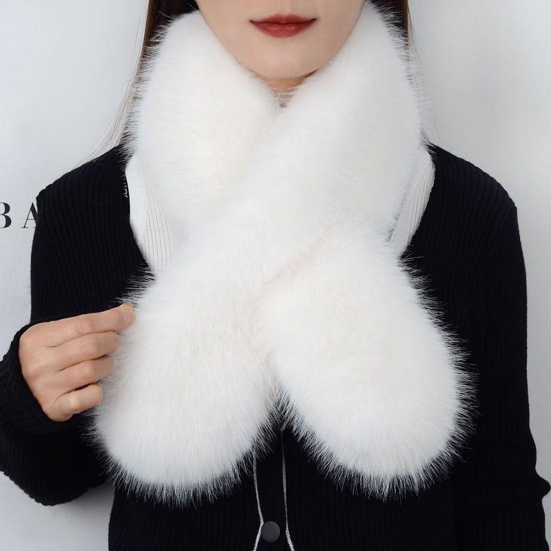 New Autumn Winter Women's Faux Fox Fur Double-sided Scarf - Stylish Versatile Thickened and Warm