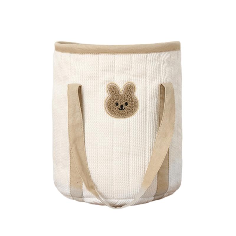 

Large Capacity Mom Bag Diaper Bag for Women Splashproof Travel Storage Bag Lightweight Embroidered Rabbit Handbag слоновая кость