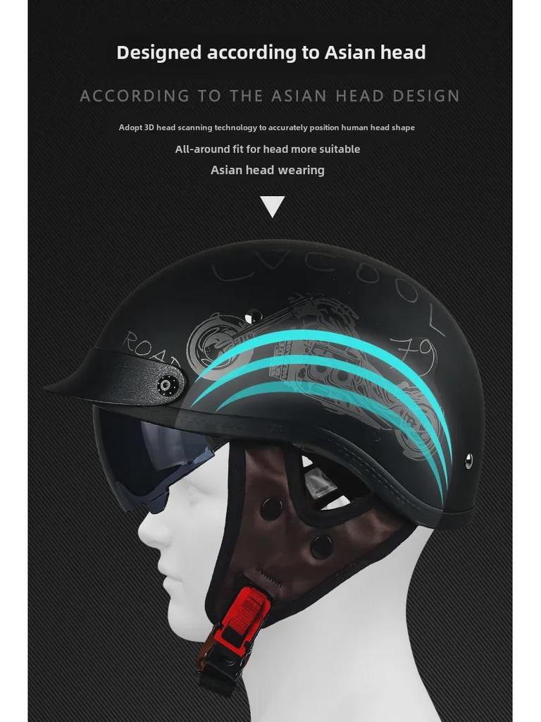 DOT-Certified Retro 3C Motorcycle Half Helmet for Summer