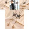 Sweater Butterfly Elegant Necklace For Women With Dazzling Rhinestone Accents And Trendy Long Chain Design