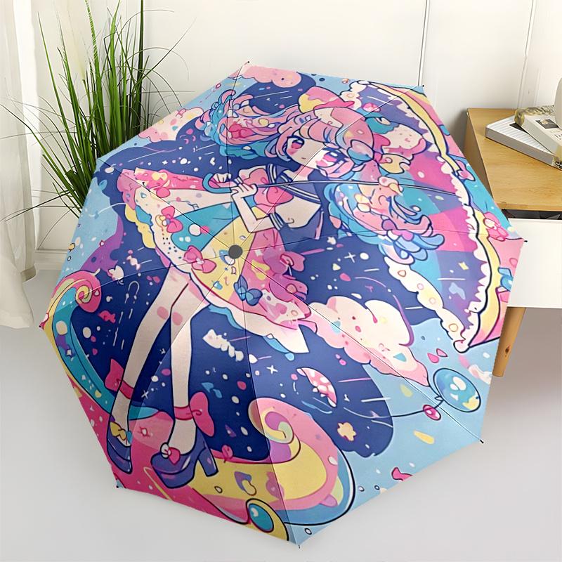 1pc Bowknot Umbrella Automatic Opening Folding Design, Outdoor Festival Gift for Fans and Travelers.R022