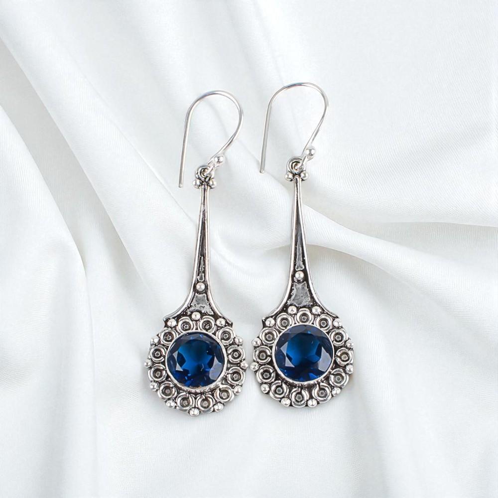 

London Blue Topaz Gemstone 925 Sterling Silver Jewelry Handmade Earrings 2.52 EE-77-9